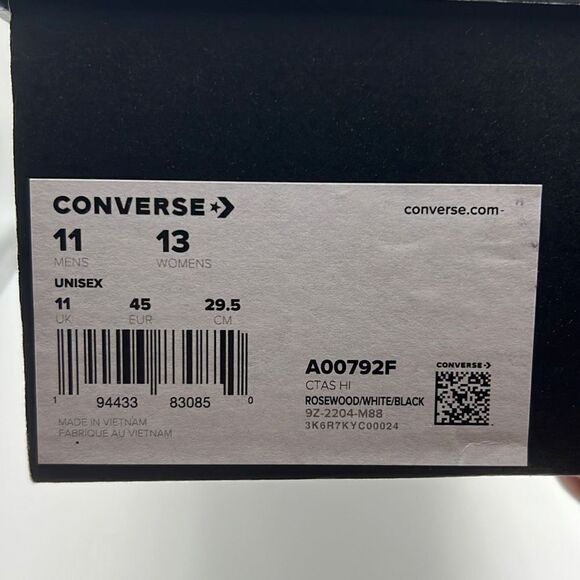 Converse Chuck Taylor All Star Hi‎ Rosewood Sneaker Men's Size 11 Brand New - Picture 5 of 10